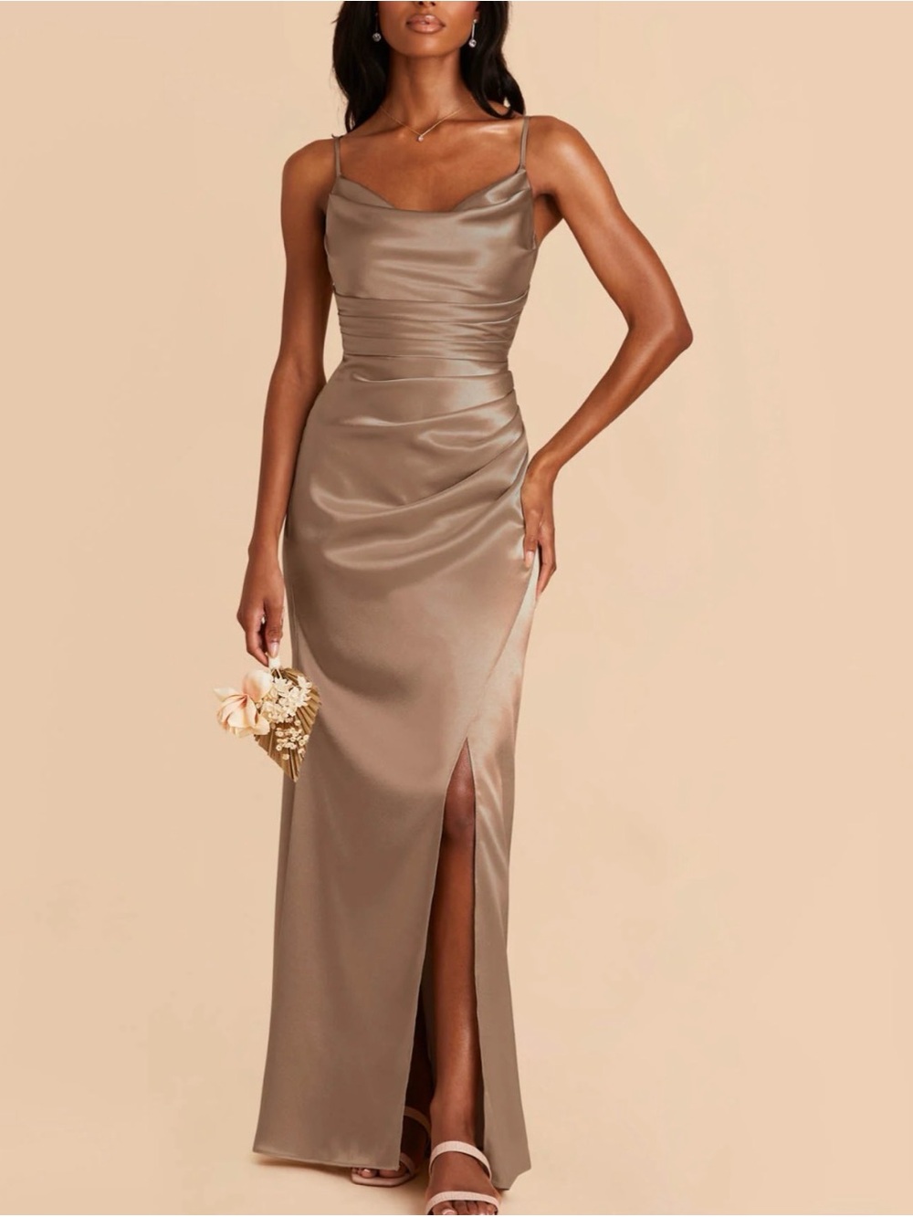 NWT Birdy Grey Lydia Dress Shiny Satin Mocha